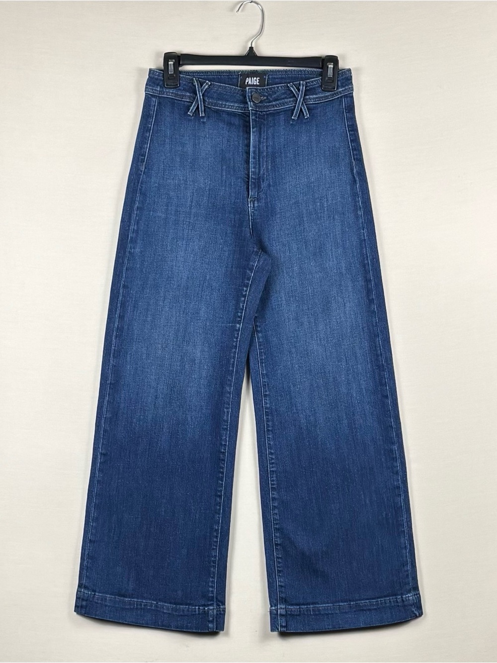 PAIGE Anessa Jeans Size 28 High Rise Crop Wide Leg Medium Wash Stretch Denim